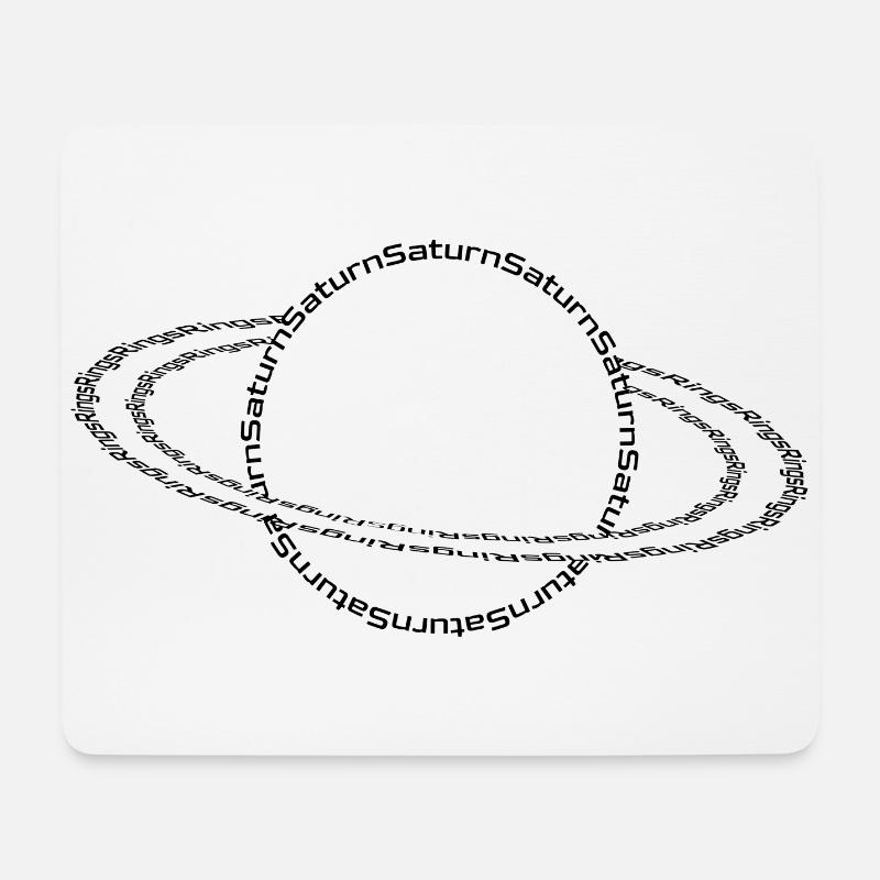Saturn mit Ringen Grafik aus Text gebaut - Mousepad (Querformat) - Weiß