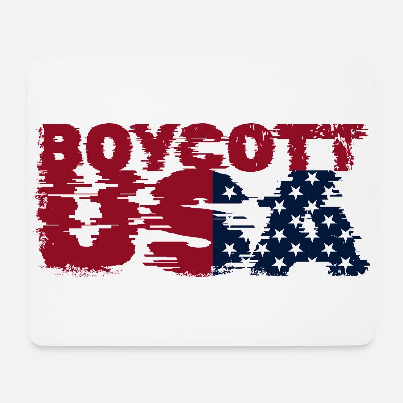 Boykott USA, Boykott Amerika, Glitch USA - Mousepad (Querformat) - Weiß