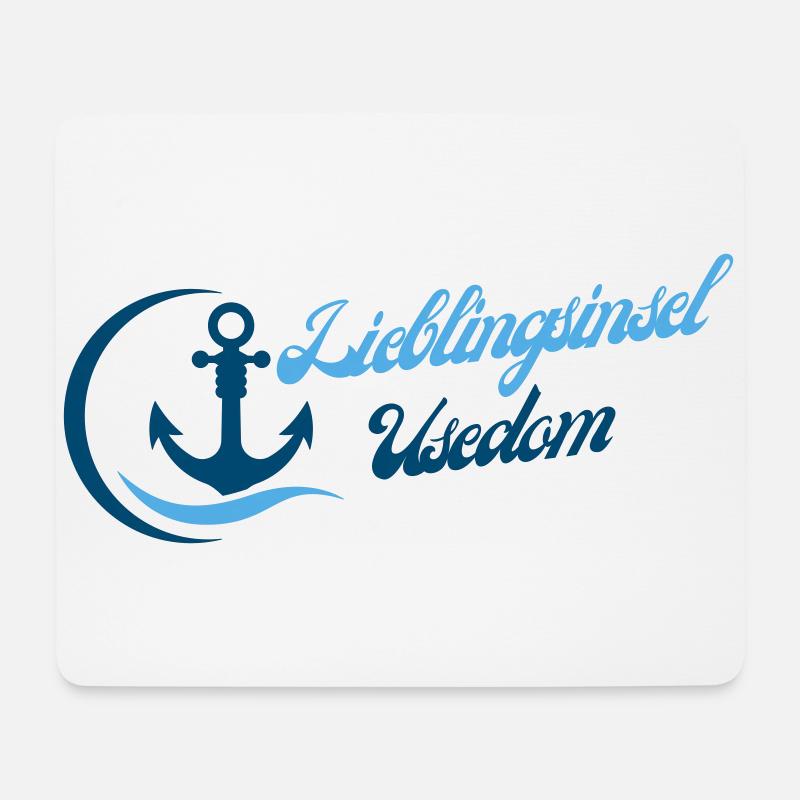 Lieblingsinsel Usedom mit Anker - Mousepad (Querformat) - Weiß