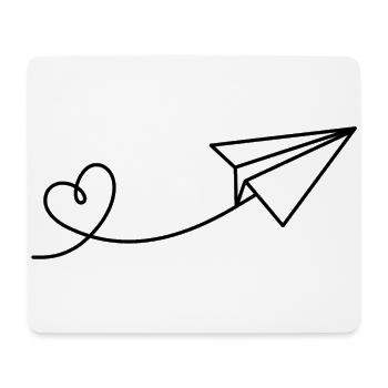 Avion en papier papier aviateur coeur voyage vacances - Tapis de souris (format paysage) - blanc - Devant