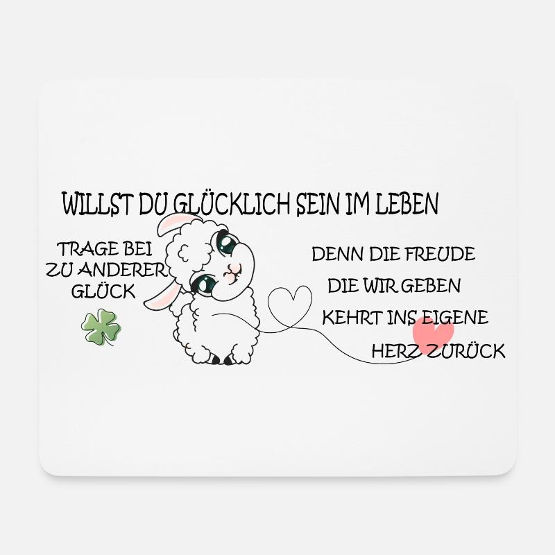 Alpaka Glückseelig - Mousepad (Querformat) - Weiß