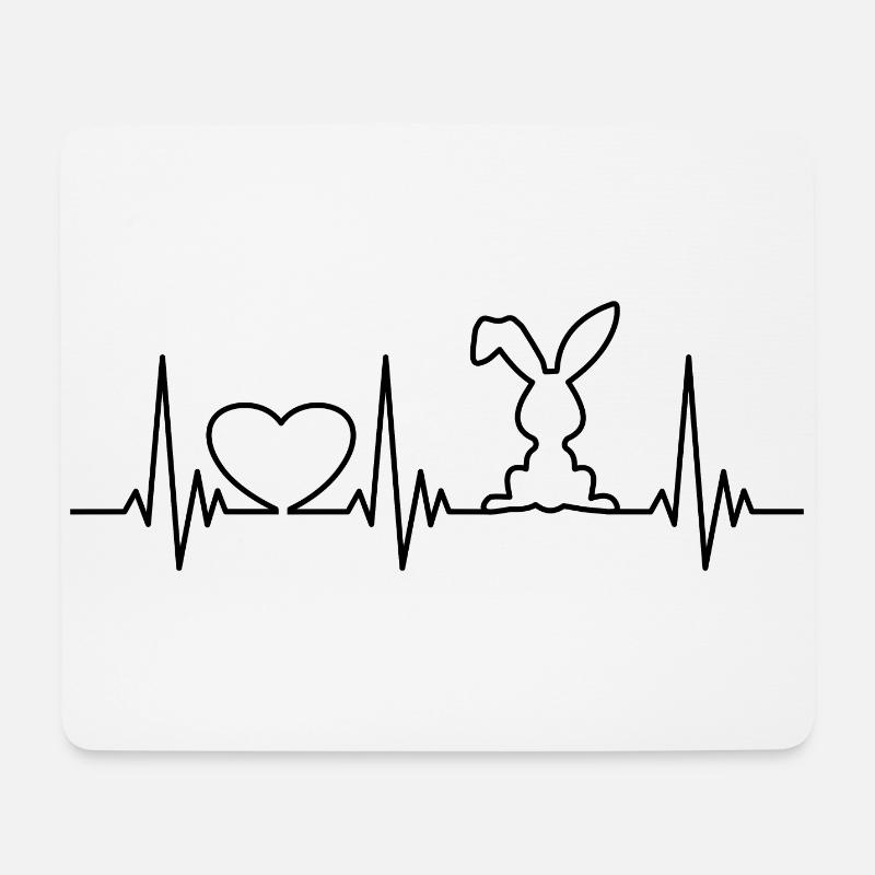 Hase Herzschlag Heartbeat süßes Kaninchen Geschenk - Mousepad (Querformat) - Weiß