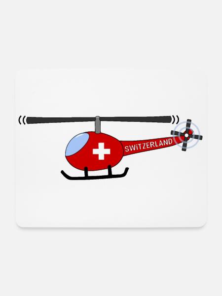 Hubschrauber Schweiz Flagge Kinder - Mousepad (Querformat) - Weiß