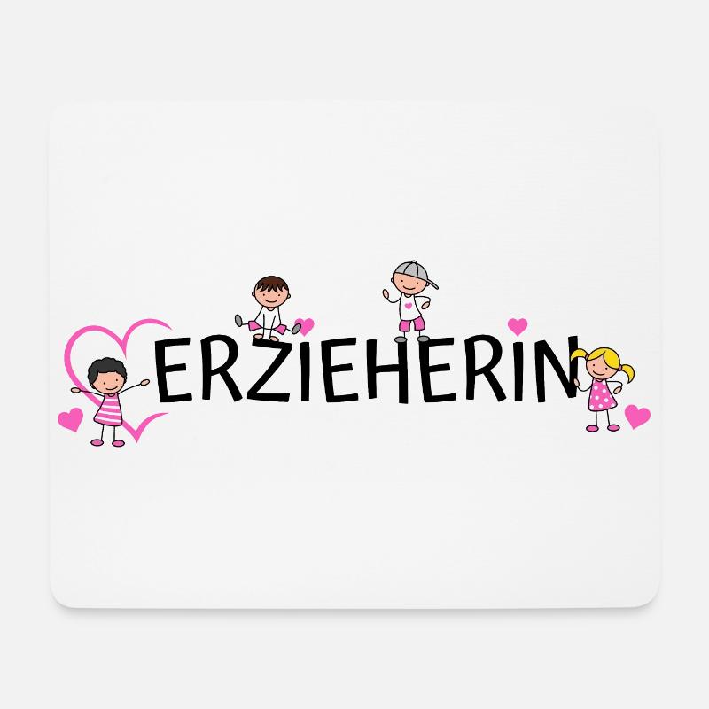 Erzieherin Herz Kinder Erziehung Beruf Arbeit - Mousepad (Querformat) - Weiß