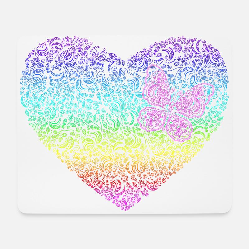 Schmetterling Herz Valentinstag 2022 - Mousepad (Querformat) - Weiß