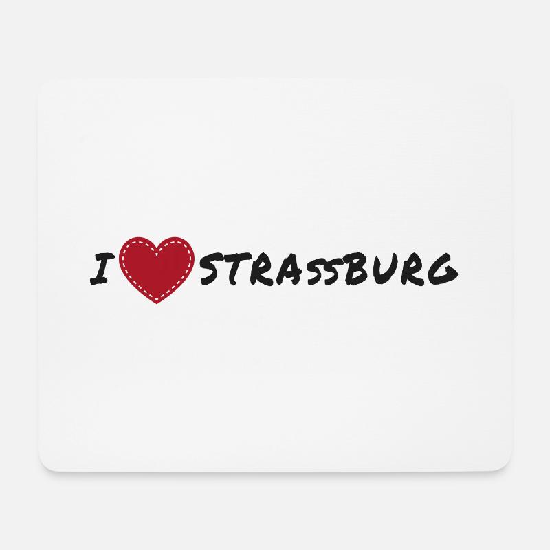 i love Strassburg | Ich liebe Strassburg - Mousepad (Querformat) - Weiß