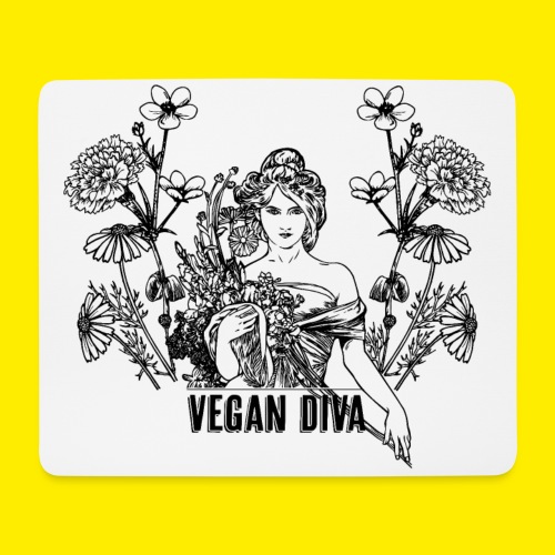 Vegan Diva - dame med blomster - Musemåtte (tværformat)