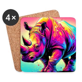 Nashorn - Untersetzer (4er-Set) - Weiß - Vorne