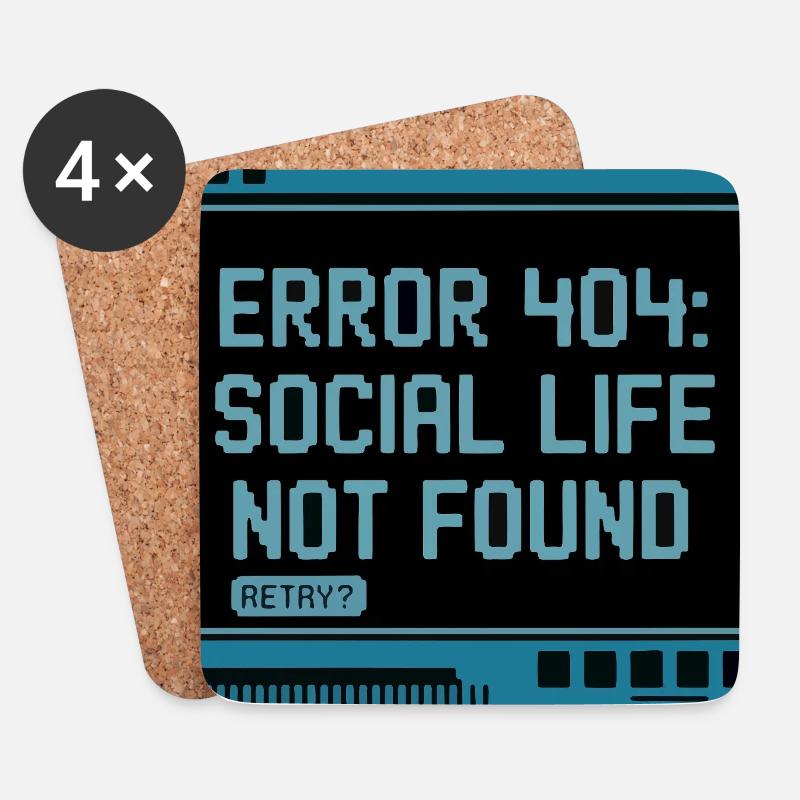 Retro 404: Sozialleben fehlt - Untersetzer (4er-Set) - Weiß