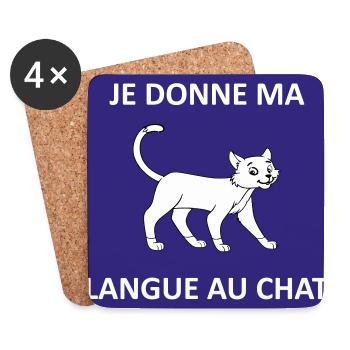 Ich gebe der Katze meine Zunge - Untersetzer (4er-Set) - Weiß - Vorne