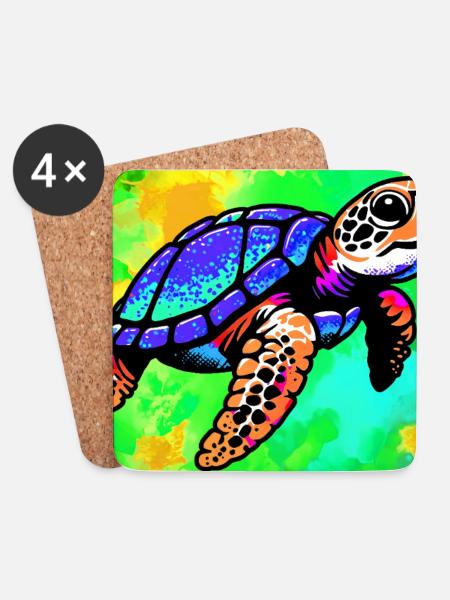Schildkröte - Untersetzer (4er-Set) - Weiß