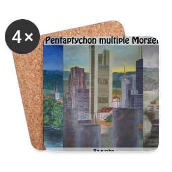 Pentaptychon multiple Morgen, Leoben in Utopien - Untersetzer (4er-Set) - Weiß - Vorne
