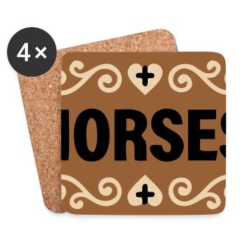 Horses Lettering Retro Riding - Coasters (set of 4) - white - Front