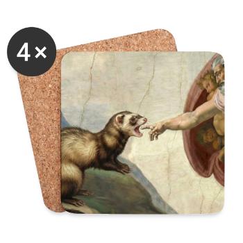 Le mème du furet bat le furet de la main de Dieu - Dessous de verre (lot de 4) - blanc - Devant