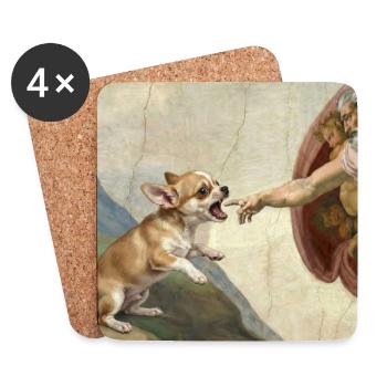 Dog God Hand Chihuahua Dogs meme - Coasters (set of 4) - white - Front