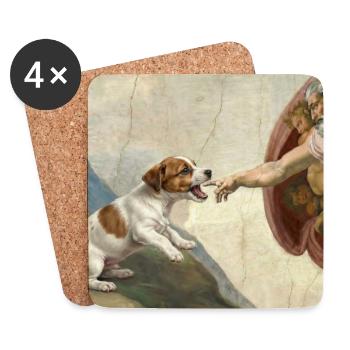 Dog God Hand Beagle Dog meme - Coasters (set of 4) - white - Front