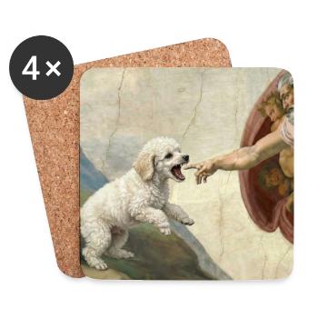 Dog God Hand Poodle Dogs meme - Coasters (set of 4) - white - Front