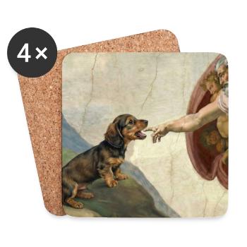 Dog God Hand Dachshund Dogs meme - Coasters (set of 4) - white - Front