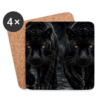 Panthères Noires Jumelles - Dessous de verre (lot de 4) - blanc - Devant
