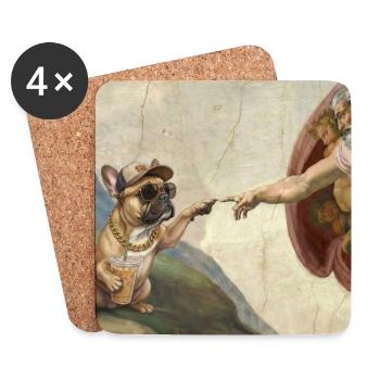 Dog God Hand French Bulldog Dog meme - Coasters (set of 4) - white - Front