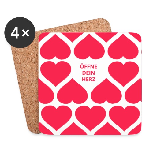 Herzen Quadrat pink - Untersetzer (4er-Set)
