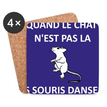 Wenn die Katze weg ist, spielen die Mäuse - Untersetzer (4er-Set) - Weiß - Vorne