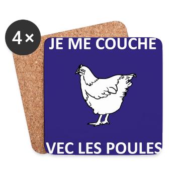Je me couche avec les poules - Dessous de verre (lot de 4) - blanc - Devant