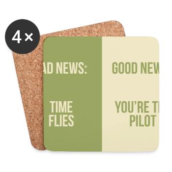 Bad News Good News – Time Flies - Untersetzer (4er-Set) - Weiß - Vorne