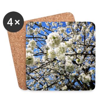 Pommier en fleur dans les fruits de printemps - Dessous de verre (lot de 4) - blanc - Devant