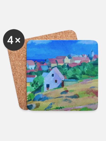 Gudhjem, Bornholm - Untersetzer (4er-Set) - Weiß