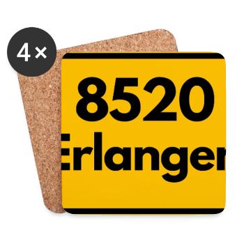 RETRO PLZ 8520 ERLANGEN, FRANKEN STYLE, GESCHENK - Untersetzer (4er-Set) - Weiß - Vorne