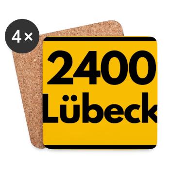 ALTE POSTLEITZAHL PLZ RETRO 2400 LÜBECK HANSEPERLE - Untersetzer (4er-Set) - Weiß - Vorne