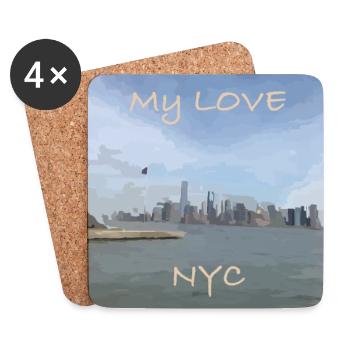 My Love NYC - Untersetzer (4er-Set) - Weiß - Vorne