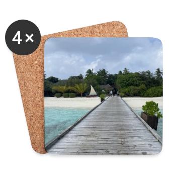 Tropischer Pier am türkis Meer Kudafushi Malediven - Untersetzer (4er-Set) - Weiß - Vorne