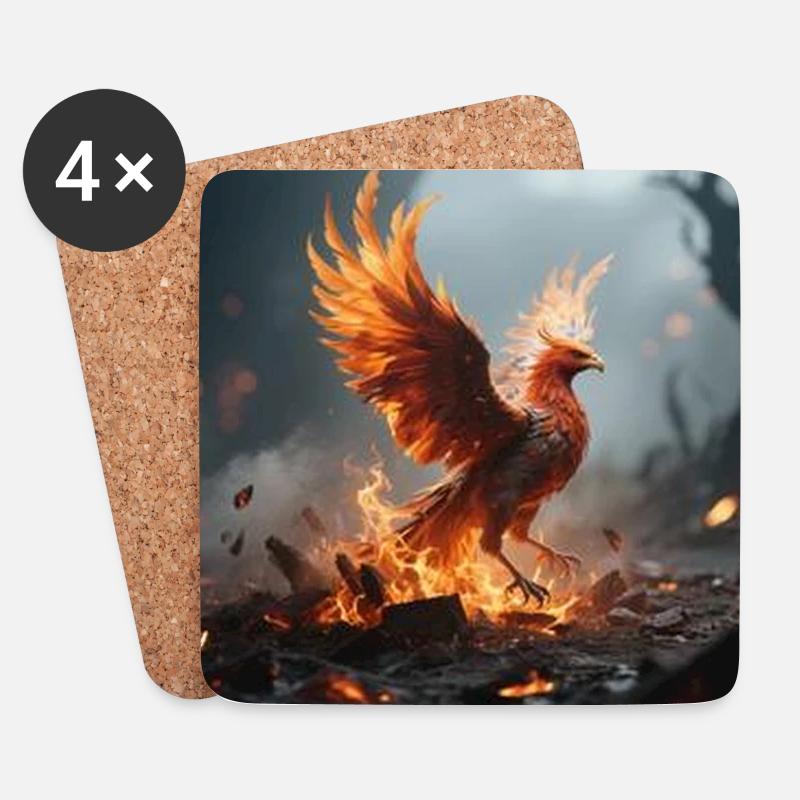 Feuerphönix Aufstieg - Untersetzer (4er-Set) - Weiß