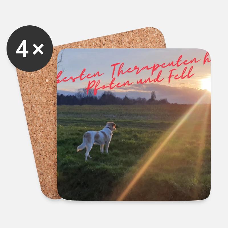 PfotenTherapie am Abendsonne - Untersetzer (4er-Set) - Weiß