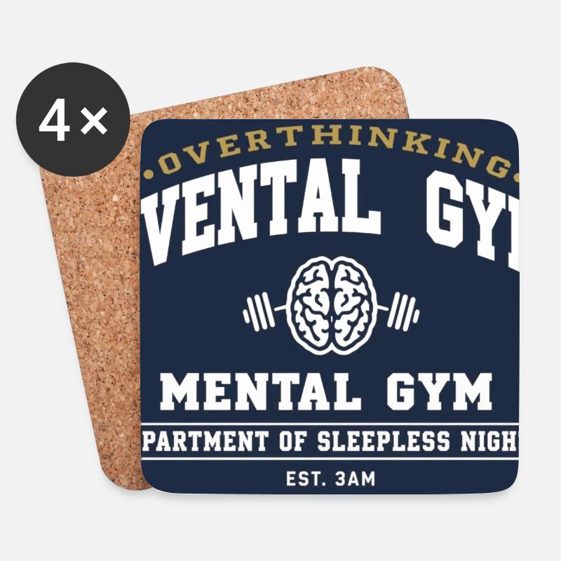 Overthink Gym Mental Gym Tee - Untersetzer (4er-Set) - Weiß