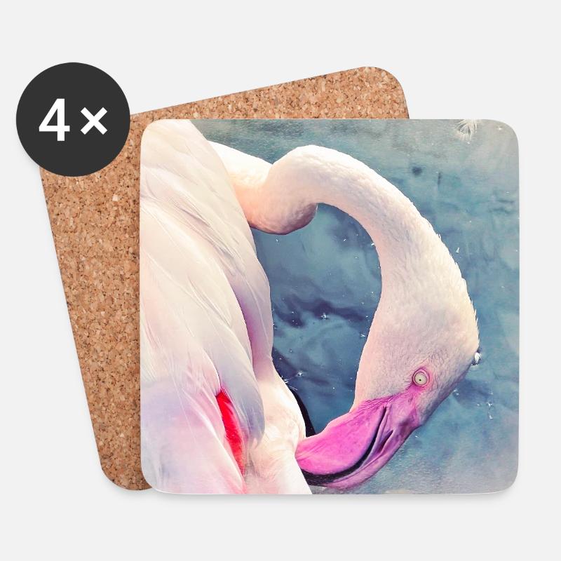 Flamingo - Untersetzer (4er-Set) - Weiß