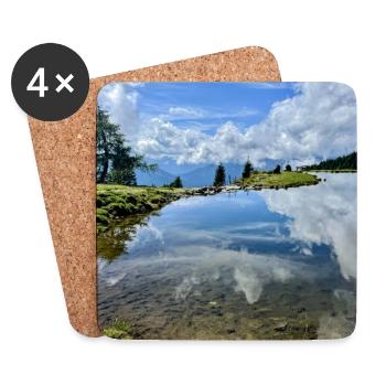 Panorama miroir du lac alpin - Dessous de verre (lot de 4) - blanc - Devant