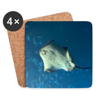 Deep Sea Manta in the Blue Ocean - Coasters (set of 4) - white - Front