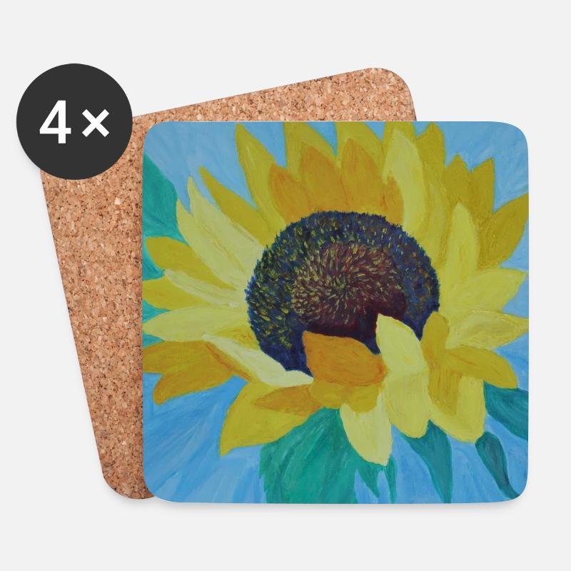 Sonnenblume Bunte Malerei Kunst - Untersetzer (4er-Set) - Weiß
