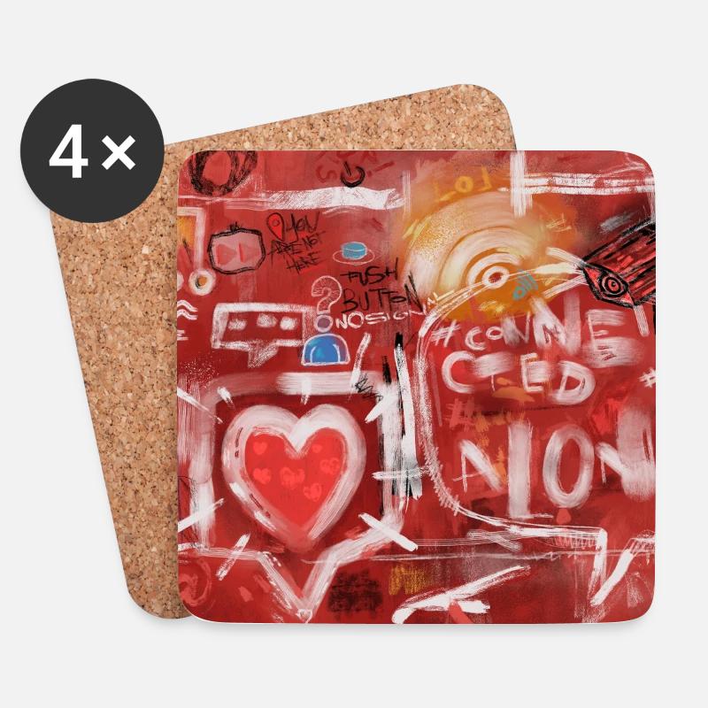 Connected-Alone-Severino-Canepa - Coasters (set of 4) - white