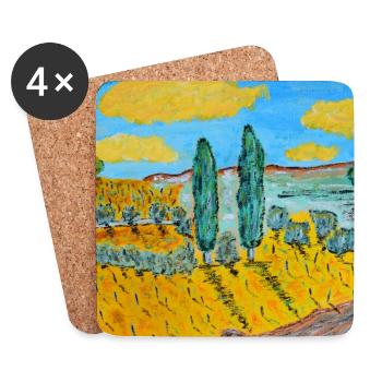 Paysage toscane - Dessous de verre (lot de 4) - blanc - Devant