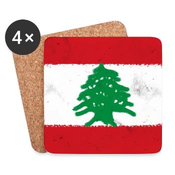Flagge des Libanon - Untersetzer (4er-Set) - Weiß - Vorne