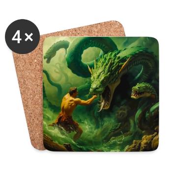 Heracles Battles the Hydra of Lerna - Coasters (set of 4) - white - Front