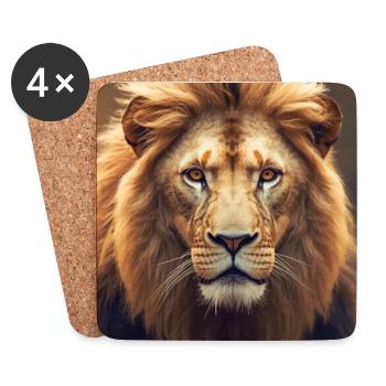 Lion mâle portrait force ! Animal alpha Predator - Dessous de verre (lot de 4) - blanc - Devant
