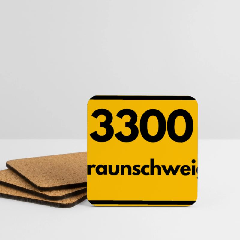 OLD POSTCODE POSTCODE RETRO 3300 BRAUNSCHWEIG Coasters (set of 4)
