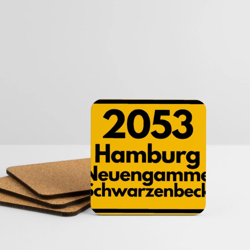 OLD POSTCODE POSTCODE 2053 HAMBURG NEUENGAMME ELBE Coasters (set of 4)