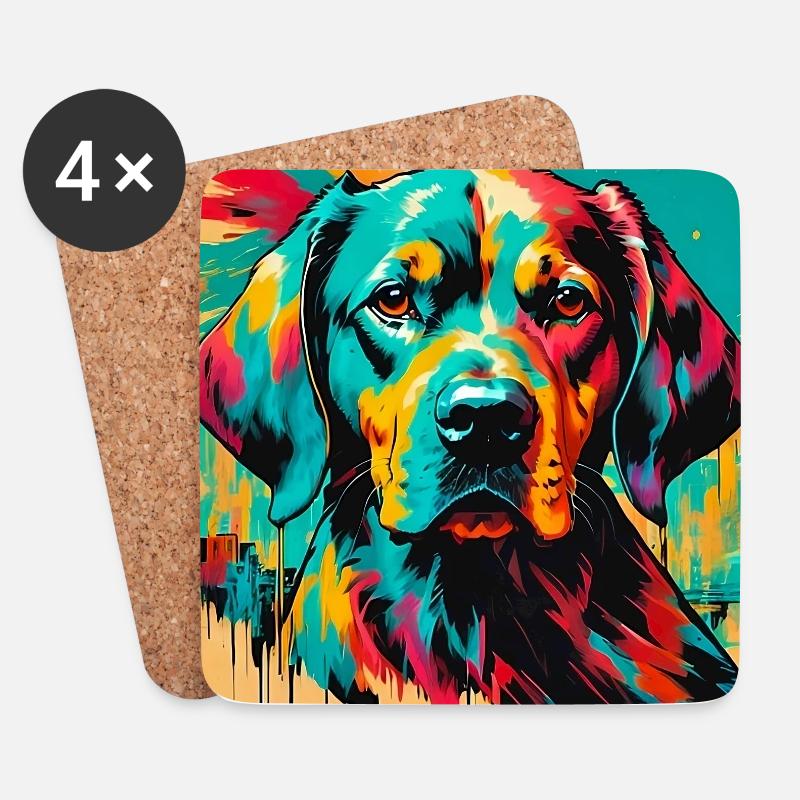 Hund - Untersetzer (4er-Set) - Weiß