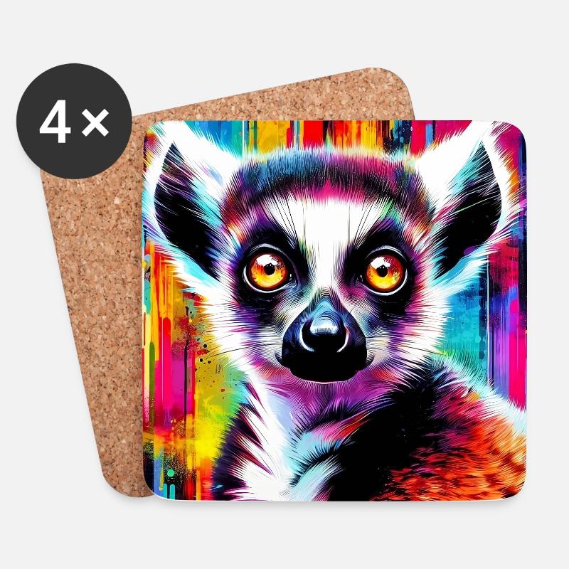 Lemur - Untersetzer (4er-Set) - Weiß